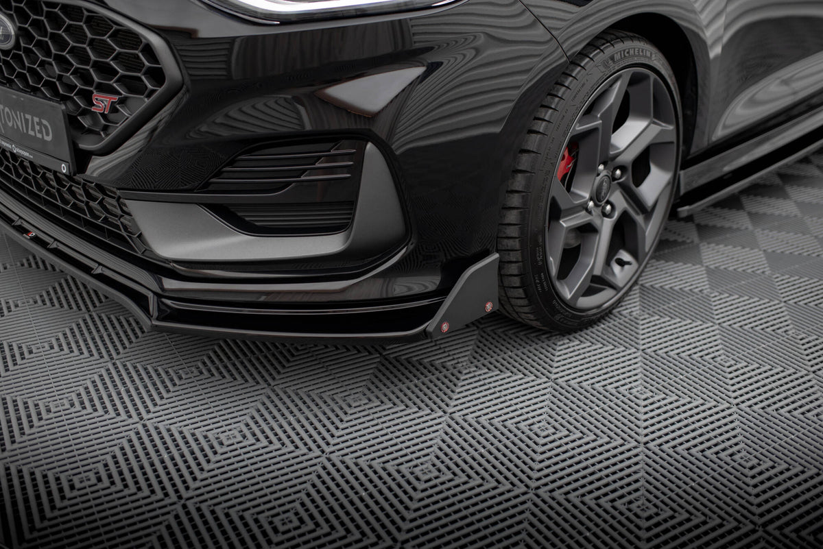 Front Splitter V.4 + Flaps suitable for Ford Fiesta ST / ST-line Mk8 Facelift