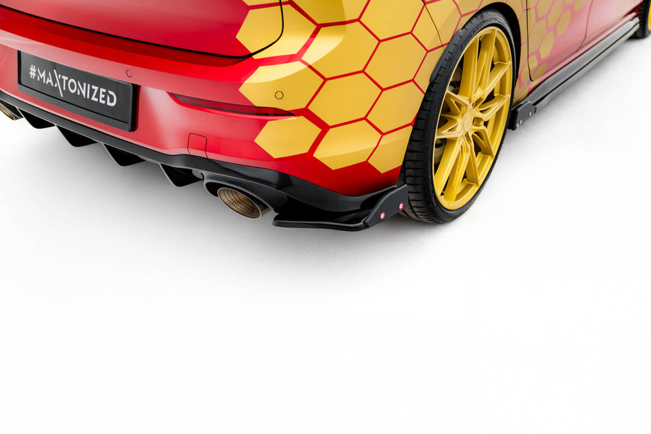 Rear Side Splitters V.1 + Flaps suitable for Volkswagen Golf GTI Clubsport Mk8 Facelift