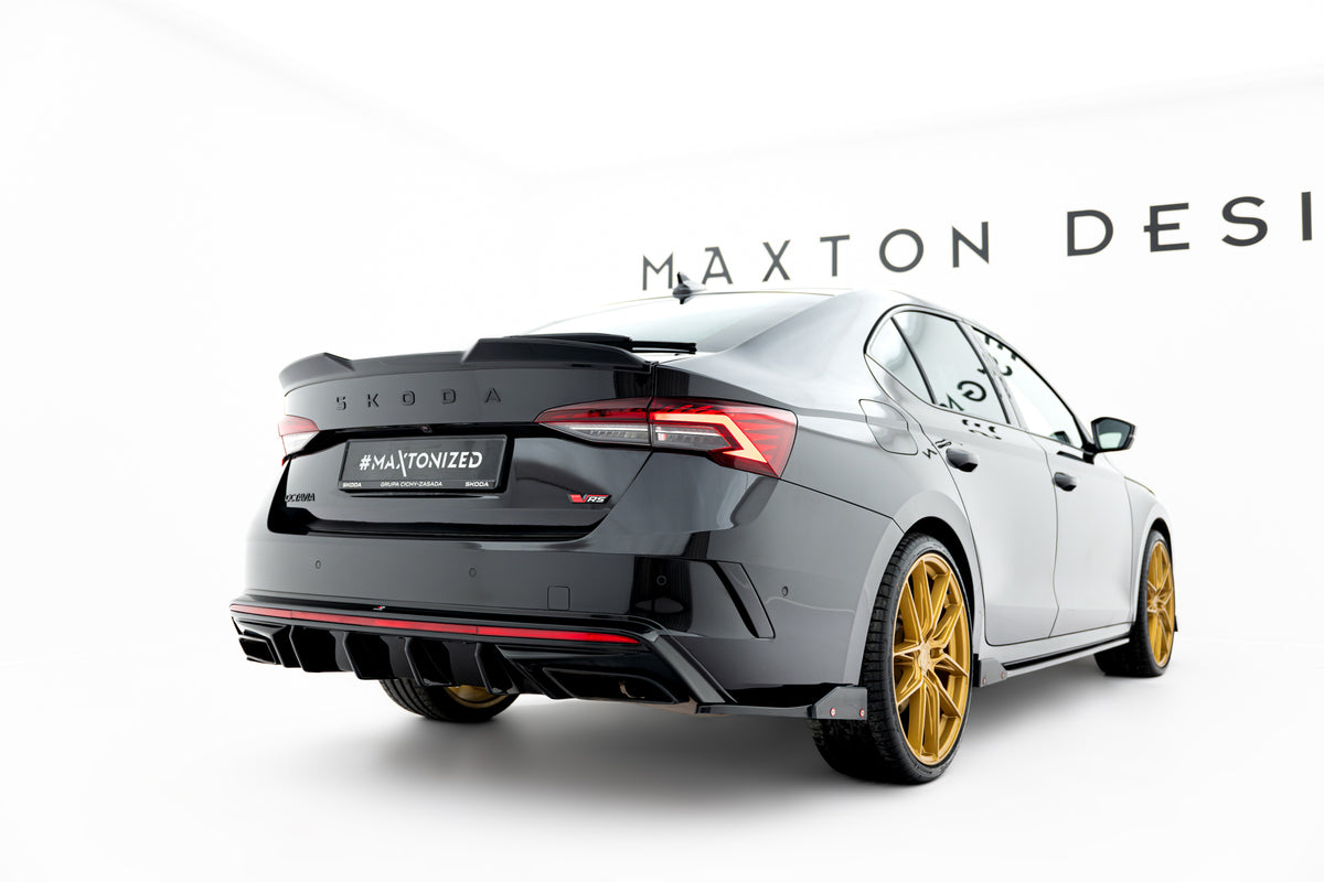 Rear Side Splitters V.4 + Flaps suitable for Skoda Octavia RS Combi / Liftback Mk4 / Mk4 Facelift