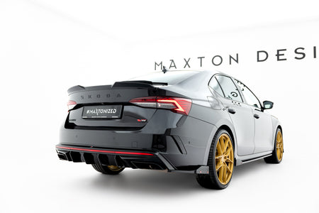 Rear Side Splitters V.4 + Flaps suitable for Skoda Octavia RS Combi / Liftback Mk4 / Mk4 Facelift