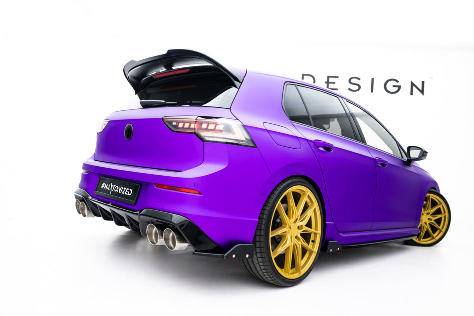 Rear Side Splitters V.5 + Flaps suitable for Volkswagen Golf R Hatchback Mk8 Facelift  Fits only with :   VW-GO-8-R-RS1G