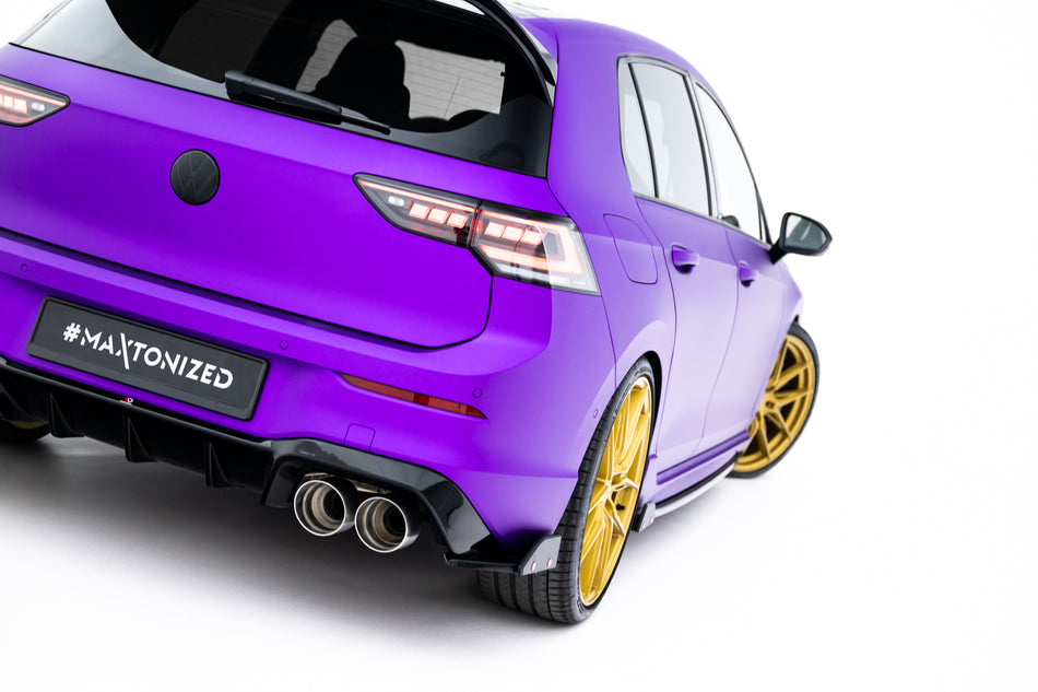 Rear Side Splitters V.5 + Flaps suitable for Volkswagen Golf R Hatchback Mk8 Facelift  Fits only with :   VW-GO-8-R-RS1G