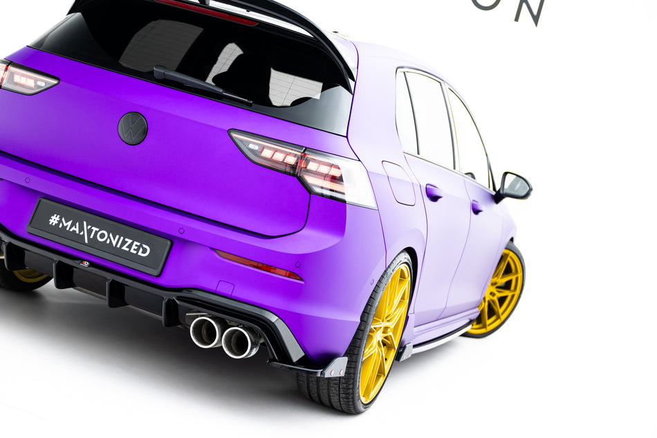 Rear Side Splitters V.6 + Flaps suitable for Volkswagen Golf R Hatchback Mk8 Facelift  Fits only with :   VW-GO-8-R-RS2G