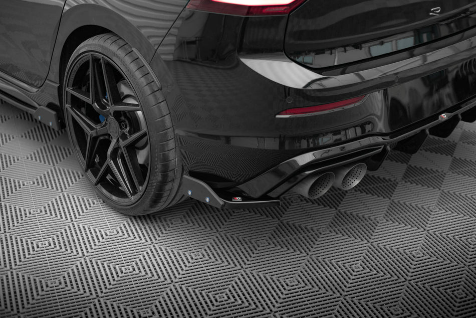 Rear Side Splitters V.6 + Flaps suitable for Volkswagen Golf R Hatchback Mk8  Fits only with :   VW-GO-8-R-RS2G