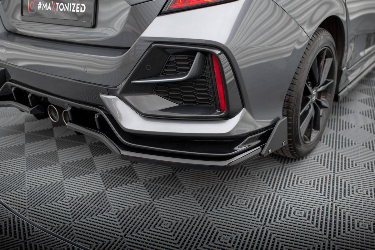 Rear Splitter V.1 (with vertical bars) + Flaps suitable for Honda Civic Sport Mk 10 Facelift