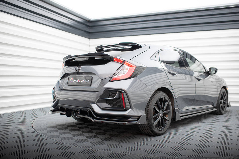 Rear Splitter V.1 (with vertical bars) + Flaps suitable for Honda Civic Sport Mk 10 Facelift