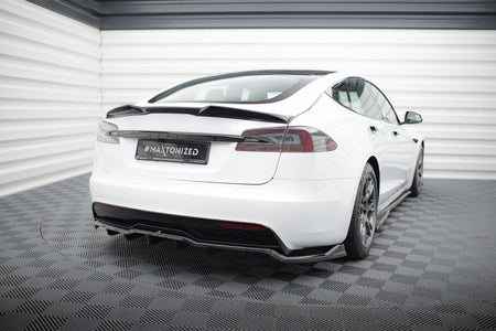Rear Splitter (with vertical bars) V.1 suitable for Tesla Model S Plaid Mk1 Facelift