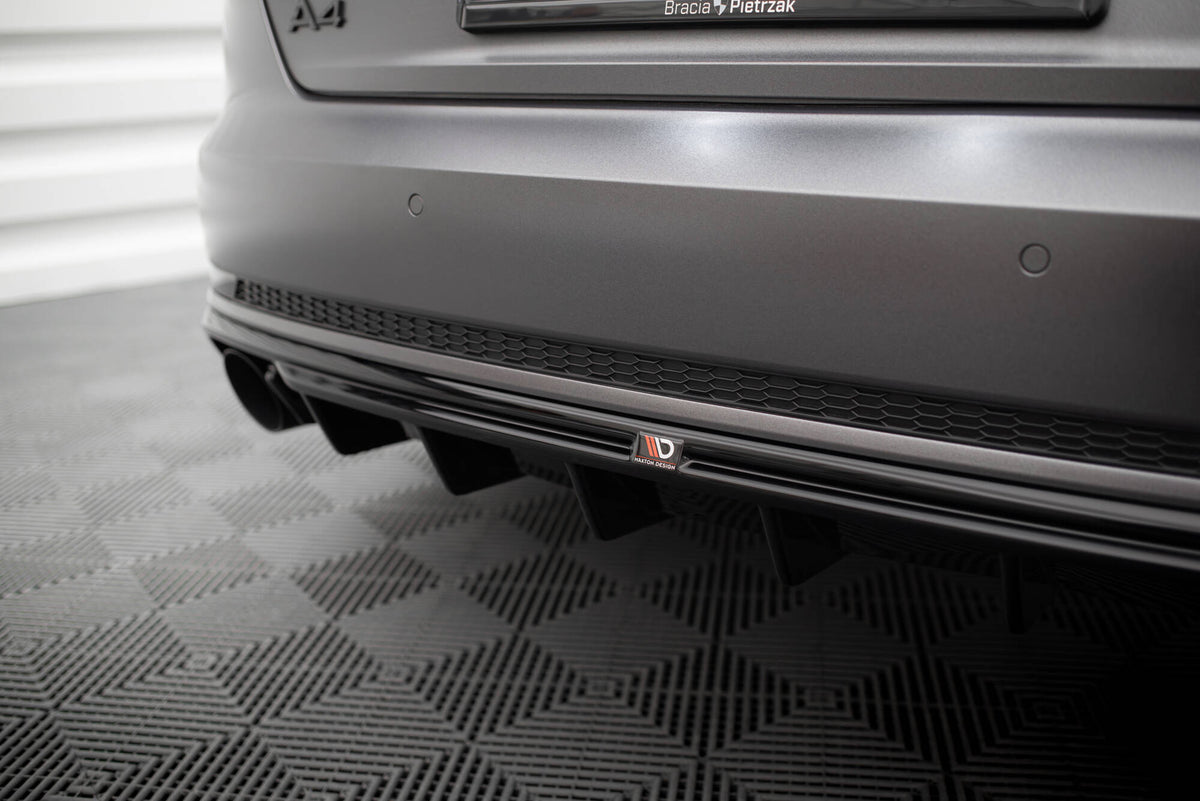 Rear Valance V.1 suitable for Audi A4 S-line B9 (Version with single exhaust tips on both sides)