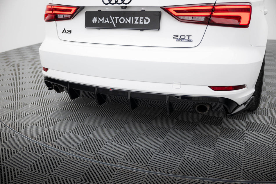 Rear Valance suitable for Audi A3 Sedan 8V Facelift  (Version with single exhaust tips on both sides)