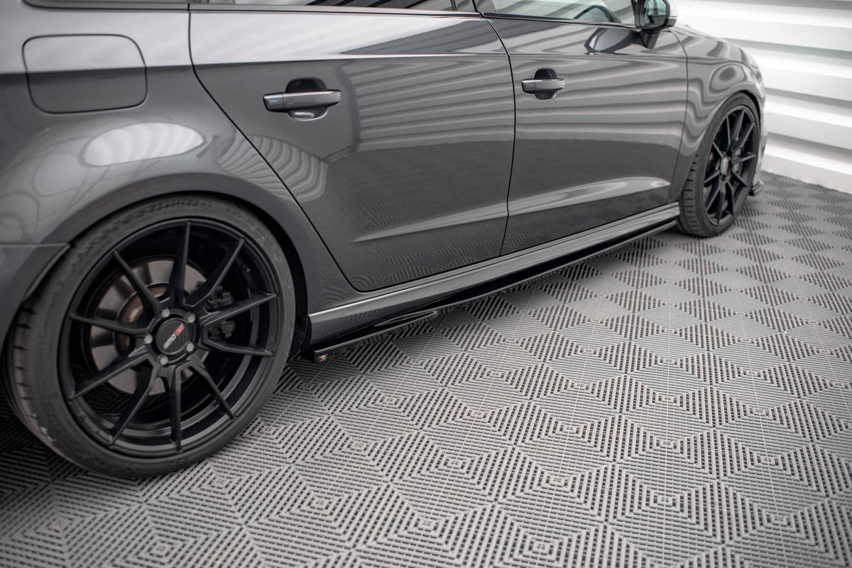 Side Skirts Diffusers V.2 suitable for Audi S3 / A3 S-Line Sportback 8V / 8V Facelift
