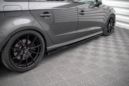 Side Skirts Diffusers V.2 suitable for Audi S3 / A3 S-Line Sportback 8V / 8V Facelift