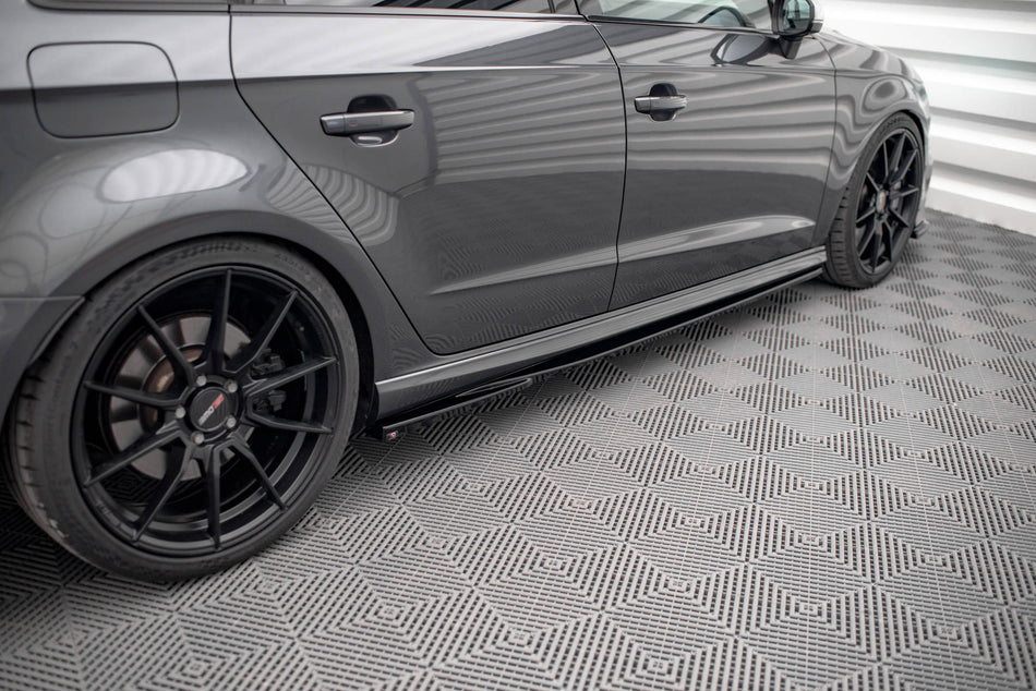 Side Skirts Diffusers V.2 suitable for Audi S3 / A3 S-Line Sportback 8V / 8V Facelift