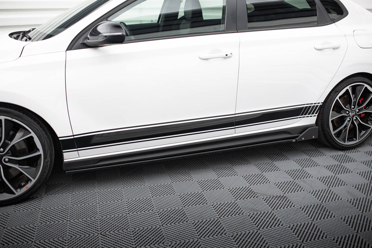 Side Skirts Diffusers V.5 + Flaps suitable for Hyundai I30 N / N-Line Hatchback / Fastback Mk3 / Mk3 Facelift