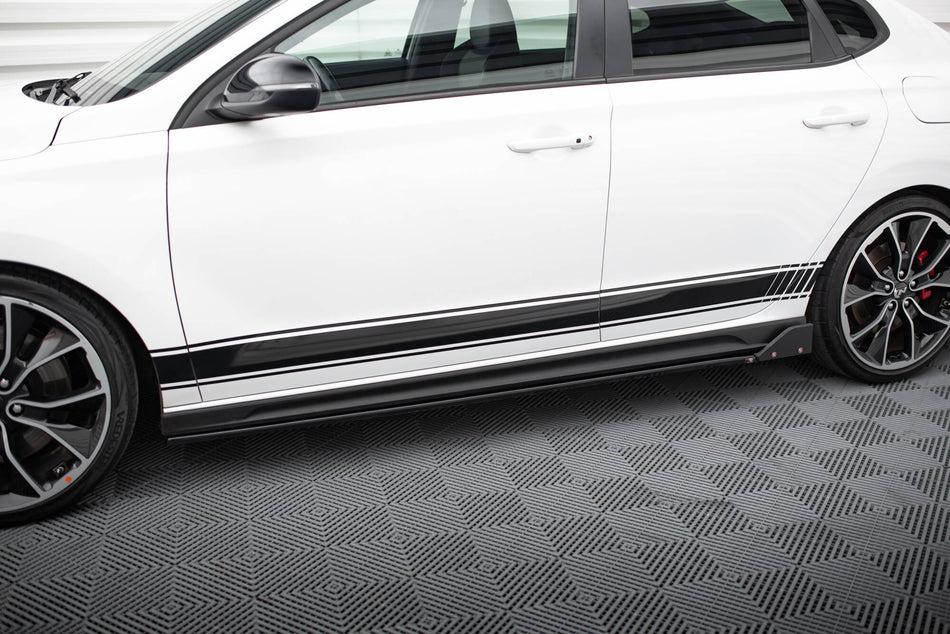 Side Skirts Diffusers V.5 + Flaps suitable for Hyundai I30 N / N-Line Hatchback / Fastback Mk3 / Mk3 Facelift