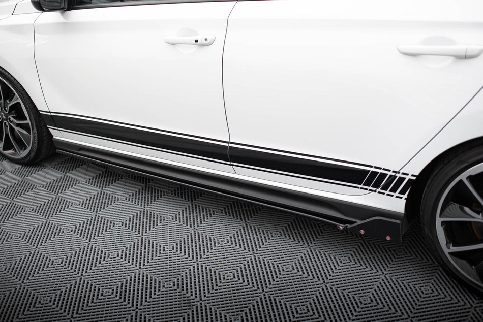 Side Skirts Diffusers V.5 + Flaps suitable for Hyundai I30 N / N-Line Hatchback / Fastback Mk3 / Mk3 Facelift