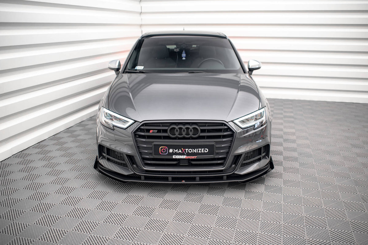 Street Pro Front Splitter V.1 + Flaps suitable for Audi S3 / A3 S-Line Sportback 8V Facelift