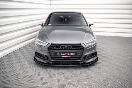 Street Pro Front Splitter V.1 + Flaps suitable for Audi S3 / A3 S-Line Sportback 8V Facelift