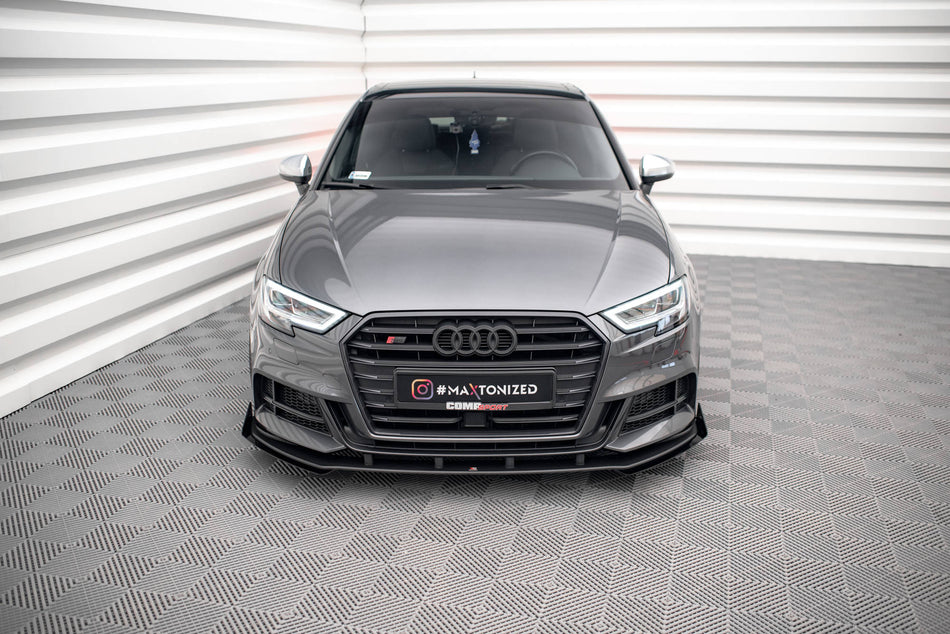 Street Pro Front Splitter V.1 + Flaps suitable for Audi S3 / A3 S-Line Sportback 8V Facelift