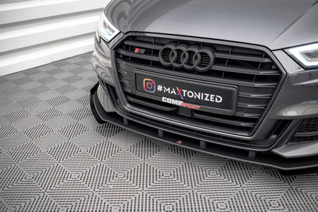 Street Pro Front Splitter V.1 + Flaps suitable for Audi S3 / A3 S-Line Sportback 8V Facelift