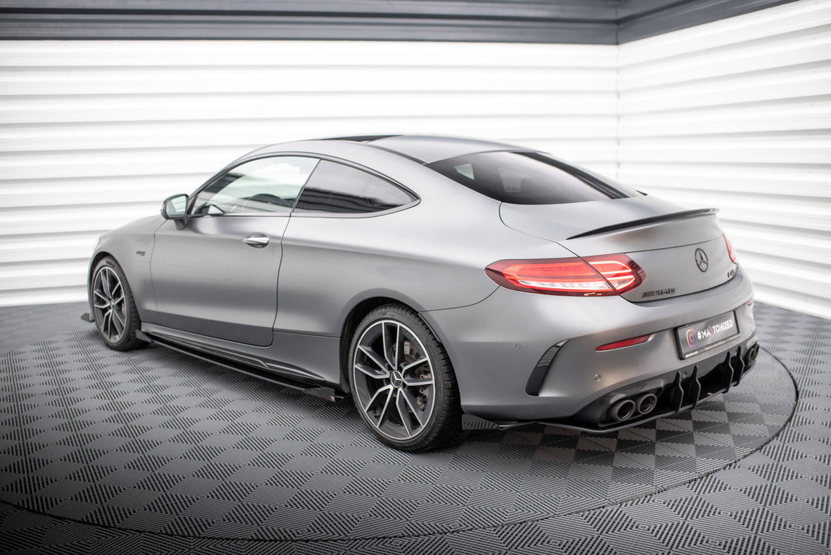 Street Pro Rear Side Splitters + Flaps suitable for Mercedes-AMG C43 Coupe / Cabrio C205  Facelift / A205 Facelift