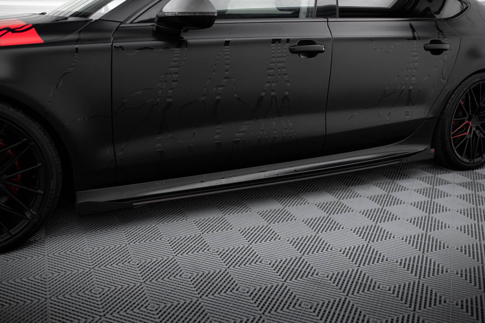Street Pro Side Skirts Diffusers + Flaps suitable for Audi A7 RS7 Look C7