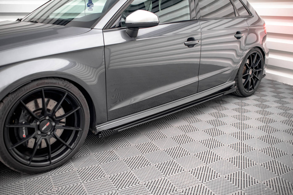 Street Pro Side Skirts Diffusers + Flaps suitable for Audi S3 / A3 S-Line Sportback 8V Facelift