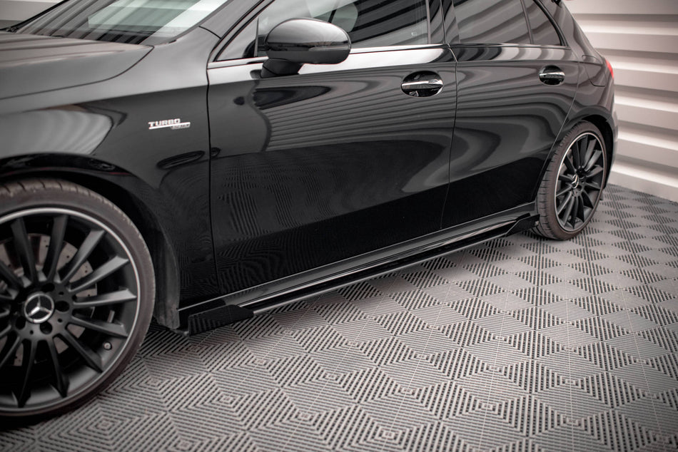 Street Pro Side Skirts Diffusers + Flaps suitable for Mercedes A35 AMG / AMG-Line Aero Pack W177