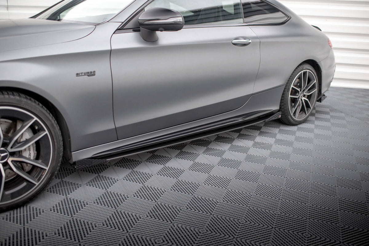 Street Pro Side Skirts Diffusers + Flaps suitable for Mercedes-AMG C43 Coupe / Cabrio C205  Facelift / A205 Facelift