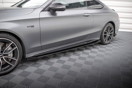 Street Pro Side Skirts Diffusers + Flaps suitable for Mercedes-AMG C43 Coupe / Cabrio C205  Facelift / A205 Facelift