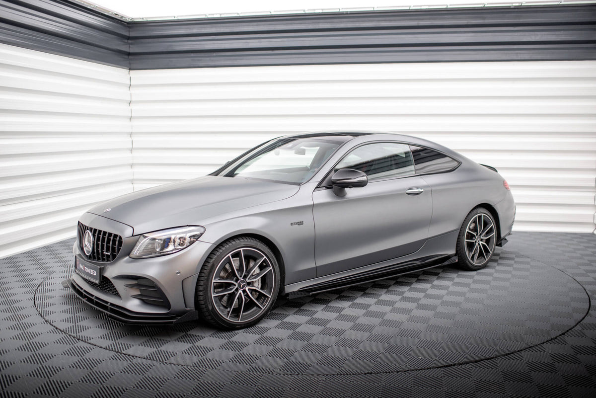 Street Pro Side Skirts Diffusers + Flaps suitable for Mercedes-AMG C43 Coupe / Cabrio C205  Facelift / A205 Facelift