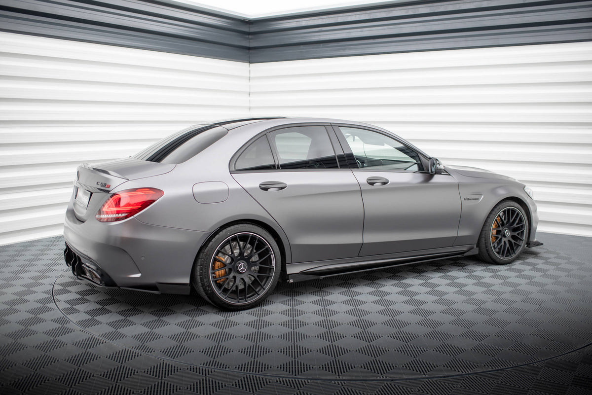 Street Pro Side Skirts Diffusers + Flaps suitable for Mercedes-AMG C63 Sedan / Estate W205 Facelift