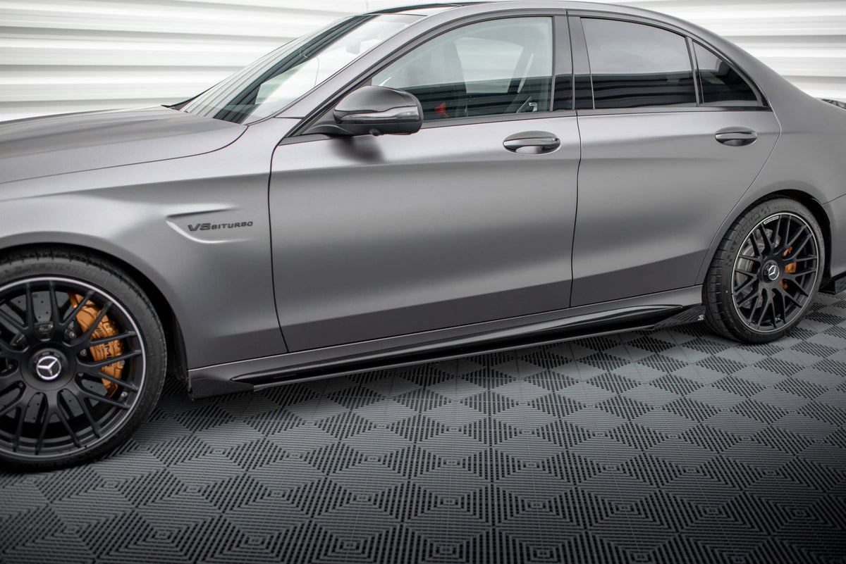 Street Pro Side Skirts Diffusers + Flaps suitable for Mercedes-AMG C63 Sedan / Estate W205 Facelift
