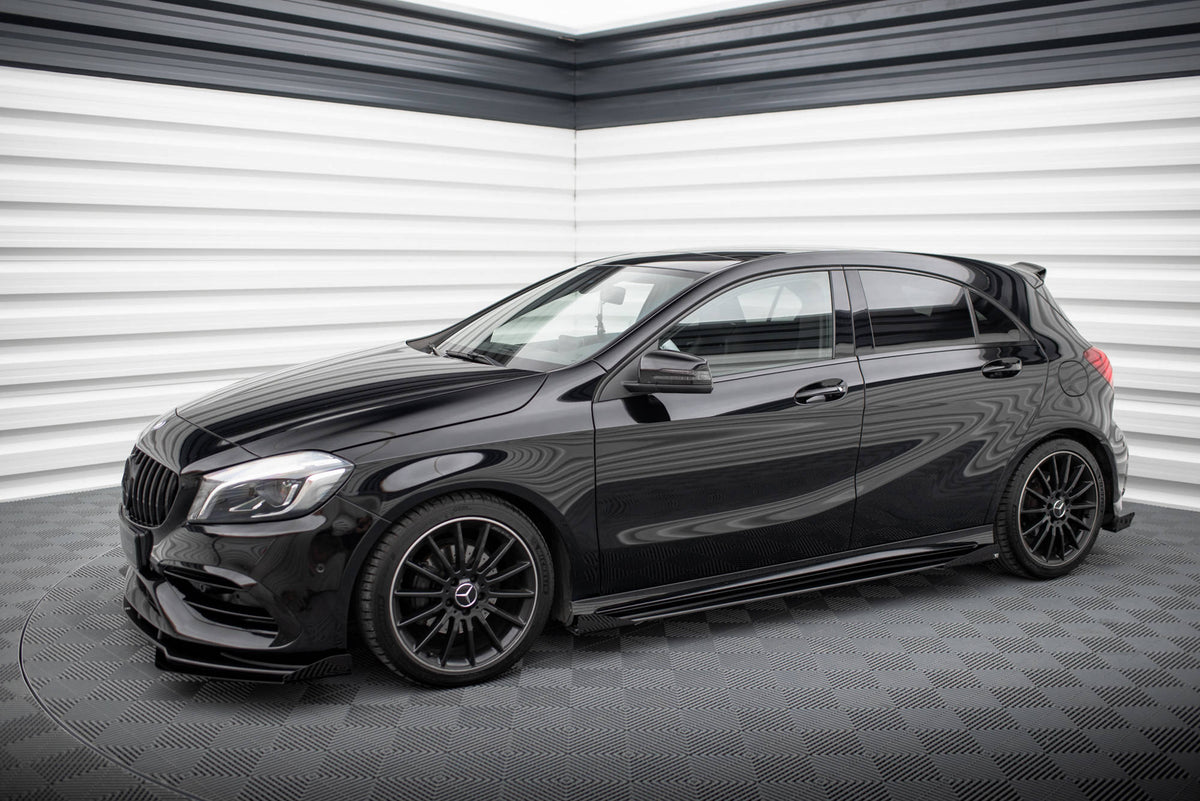 Street Pro Side Skirts Diffusers + Flaps suitable for Mercedes-Benz A AMG-Line W176 Facelift