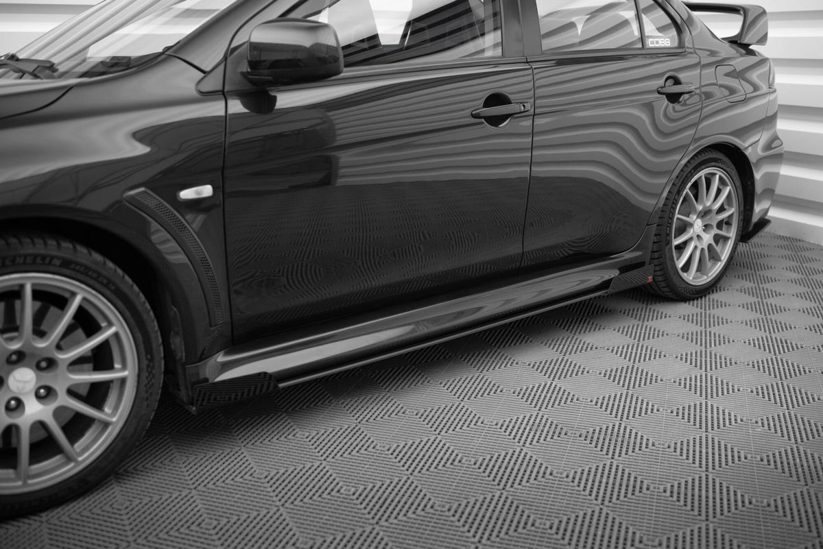 Street Pro Side Skirts Diffusers + Flaps suitable for Mitsubishi Lancer EVO X