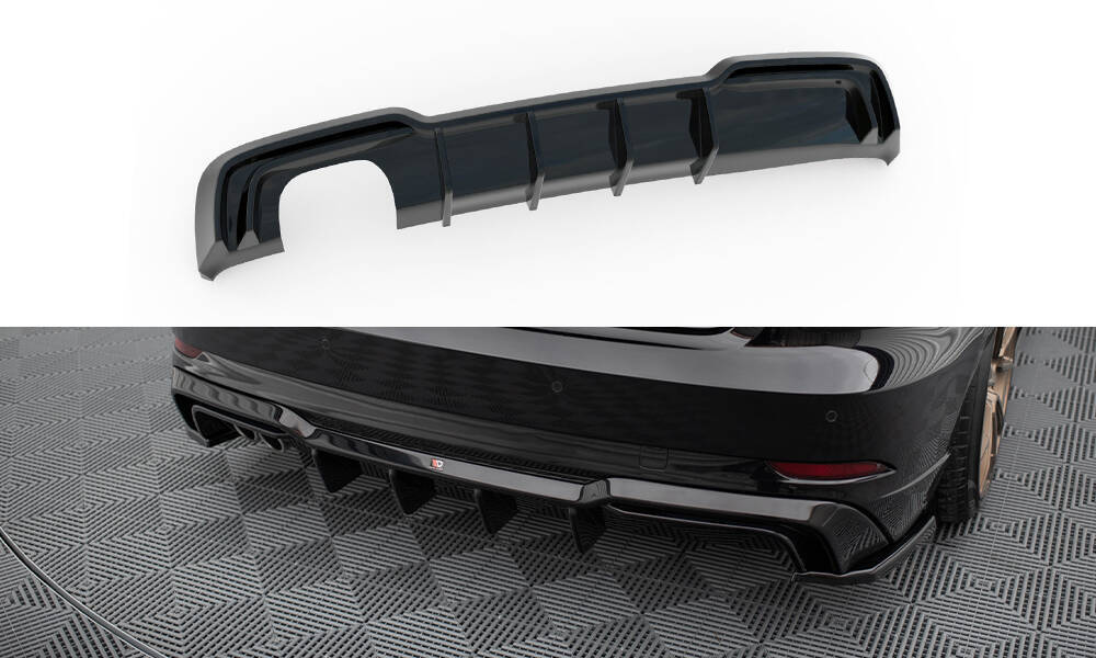 Diffuser rear approach for Audi A3 S-Line Sportback 8V Facelift black high gloss