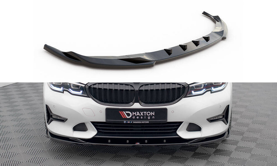 Front approach V.2 for BMW 3 Series Sport Line G20 / G21 black spoiler lip sword